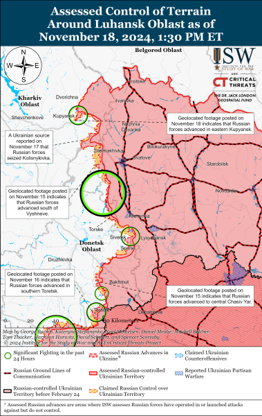 Mappa delle operazioni militari del 19 novembre 2024 - situazione al fronte