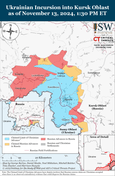 Mappa delle operazioni militari del 14 novembre 2024 - la situazione al fronte 