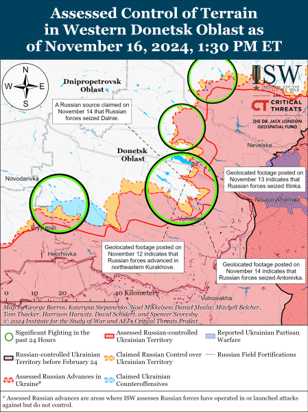 Mappa delle operazioni militari per il 17 novembre 2024 - situazione al fronte