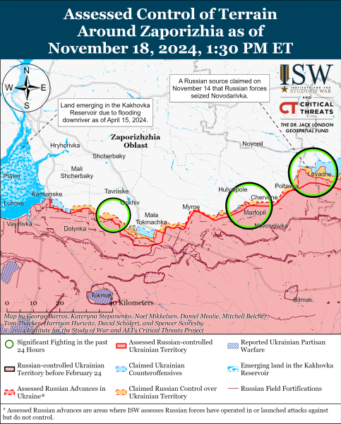 Mappa delle operazioni militari del 19 novembre 2024 - la situazione al fronte