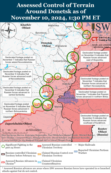 Mappa delle operazioni militari all'11 novembre 2024 - la situazione al fronte