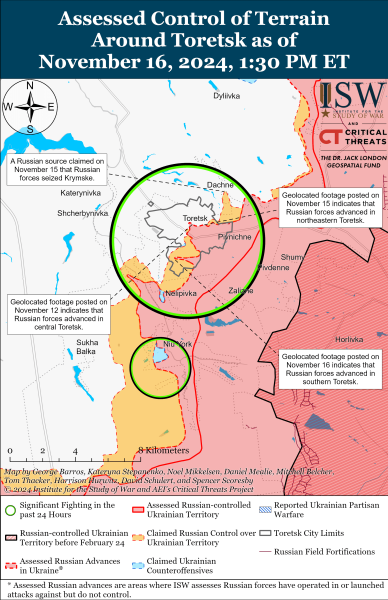 Mappa delle operazioni militari per il 17 novembre 2024 - situazione al fronte