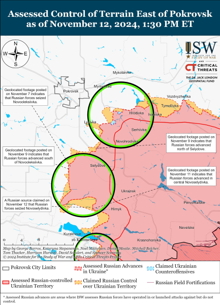 Mappa delle operazioni militari al 13 novembre 2024 - situazione al fronte