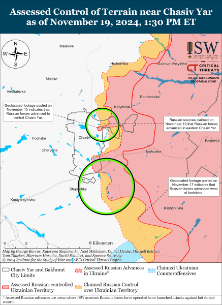 Mappa delle operazioni militari del 20 novembre 2024 - la situazione al fronte