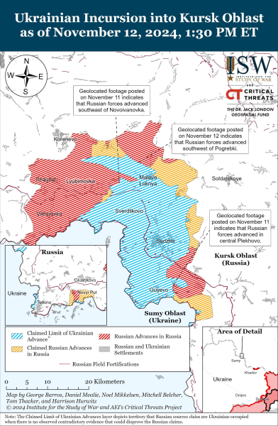 Mappa delle operazioni militari al 13 novembre 2024 - situazione al fronte