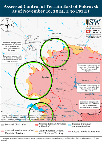 Mappa delle operazioni militari del 20 novembre 2024 - situazione al fronte