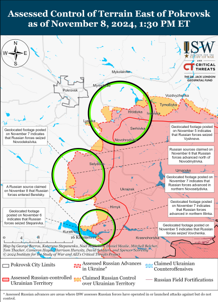 Mappa delle operazioni militari del 9 novembre 2024 - situazione al fronte