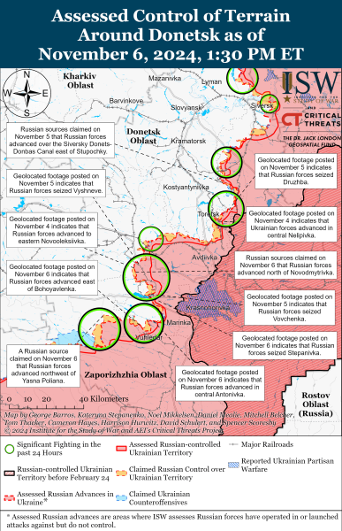 Mappa delle operazioni militari del 7 novembre 2024 - situazione al fronte