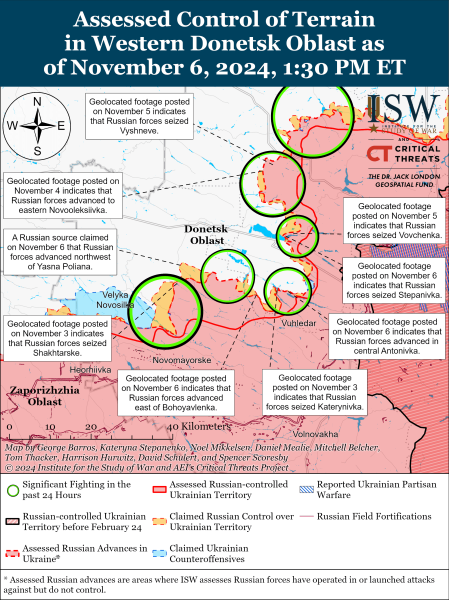 Mappa delle operazioni militari del 7 novembre 2024 - la situazione al fronte