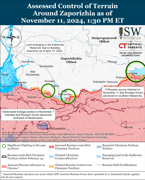 Mappa delle operazioni militari del 12 novembre 2024 - situazione al fronte