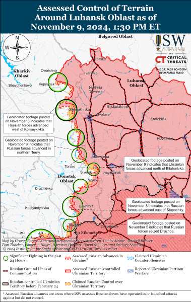 Mappa delle operazioni militari del 10 novembre 2024 - la situazione sul davanti