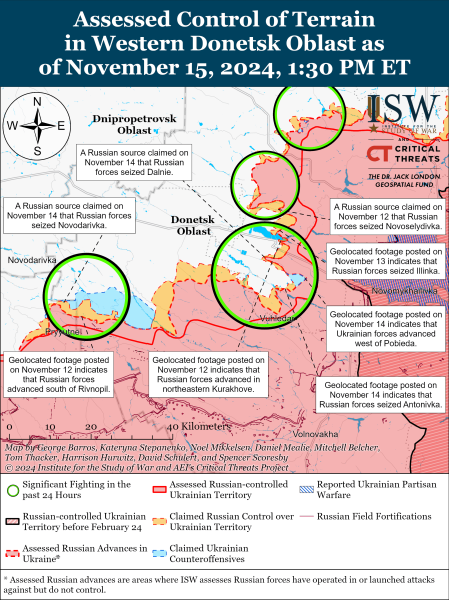 Mappa delle operazioni militari del 16 novembre 2024 - la situazione al fronte