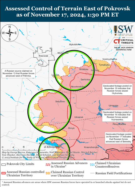 Mappa delle operazioni militari al 18 novembre 2024 - situazione a la parte anteriore