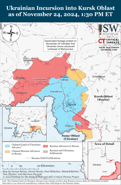 Mappa delle operazioni militari del 25 novembre 2024 - situazione al fronte