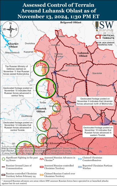 Mappa delle operazioni militari del 14 novembre 2024 - la situazione sul fronte