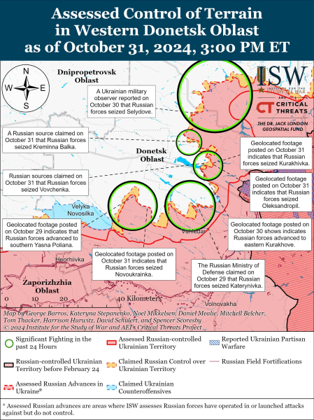 Mappa delle operazioni militari al 1 novembre 2024 - situazione al fronte