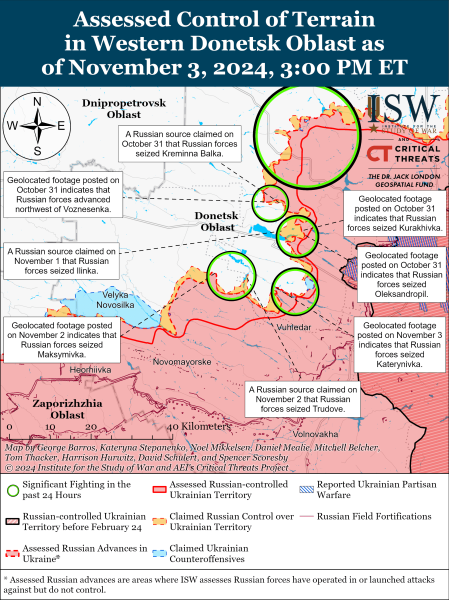 Mappa delle operazioni militari del 4 novembre 2024 - situazione al fronte