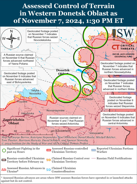 Mappa delle operazioni militari all'8 novembre 2024 — situazione al fronte