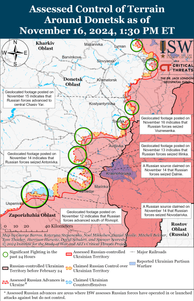 Mappa delle operazioni militari del 17 novembre 2024 - la situazione al fronte