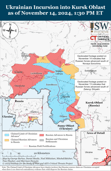 Mappa delle operazioni militari del 15 novembre 2024 - la situazione al fronte