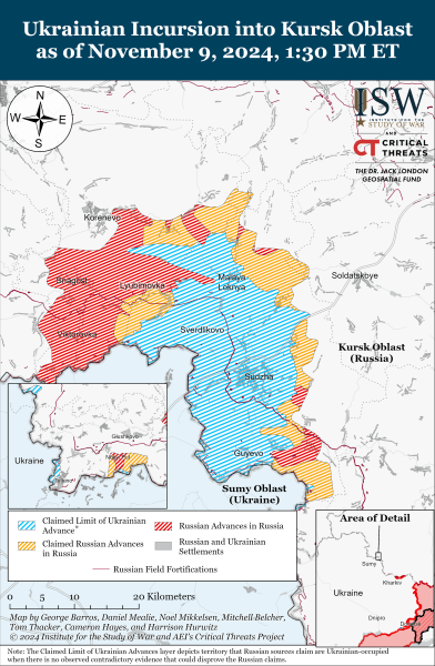 Mappa delle operazioni militari del 10 novembre 2024 - situazione al fronte