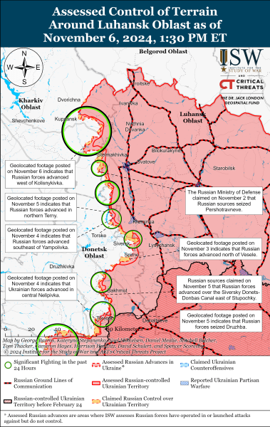 Mappa delle operazioni militari del 7 novembre 2024 - situazione al fronte