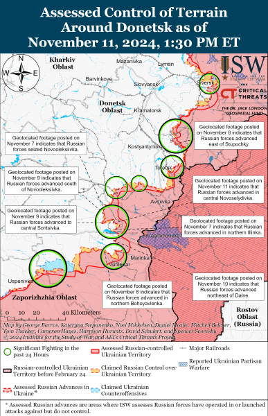 Mappa delle operazioni militari del 12 novembre 2024 - la situazione al fronte 