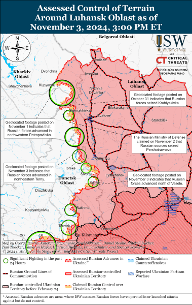 Mappa delle operazioni militari del 4 novembre 2024 - la situazione al fronte