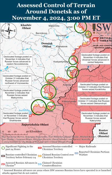 Mappa delle operazioni militari del 5 novembre 2024 - la situazione al fronte