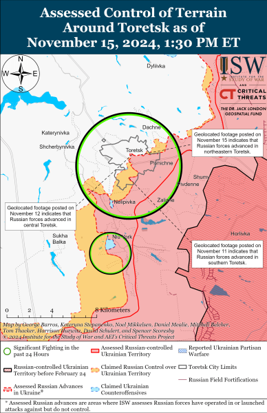 Mappa delle operazioni militari per il 16 novembre 2024 - situazione al fronte