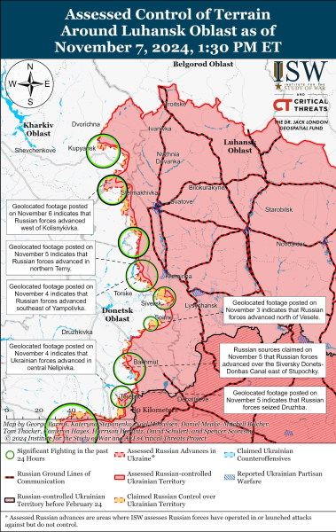 Mappa delle operazioni militari all'8 novembre 2024 - situazione al fronte