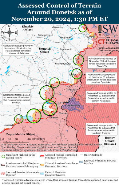 Mappa delle operazioni militari per il 21 novembre 2024 - situazione al fronte