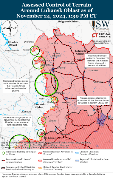 Mappa delle operazioni militari del 25 novembre 2024 - situazione al fronte