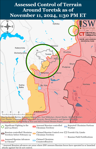 Mappa delle operazioni militari del 12 novembre 2024 - situazione al fronte