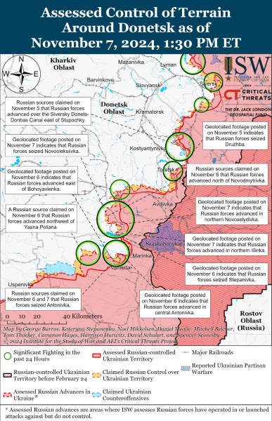 Mappa delle operazioni militari all'8 novembre 2024 — situazione al fronte