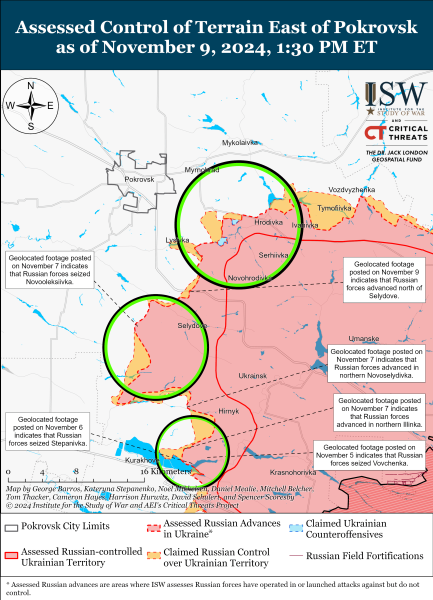 Mappa delle operazioni militari del 10 novembre 2024 - situazione al fronte