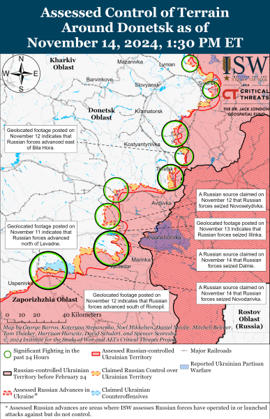 Mappa delle operazioni militari per il 15 novembre 2024 - situazione al fronte