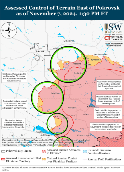 Mappa delle operazioni militari all'8 novembre 2024 — situazione al fronte