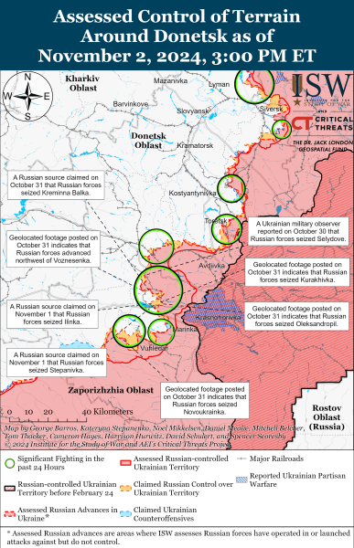 Mappa delle operazioni militari del 3 novembre 2024 - situazione al fronte