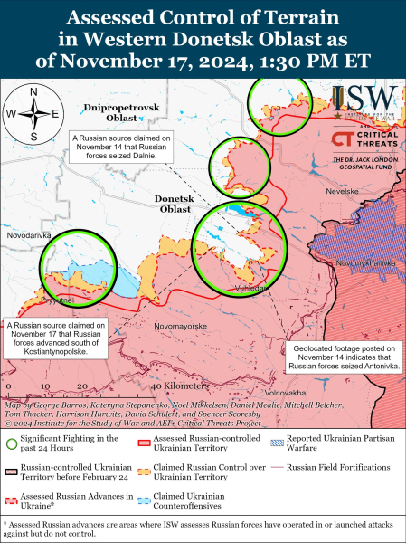 Mappa delle operazioni militari al 18 novembre 2024 — situazione al fronte