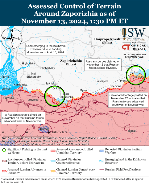 Mappa delle operazioni militari del 14 novembre 2024 - situazione al fronte