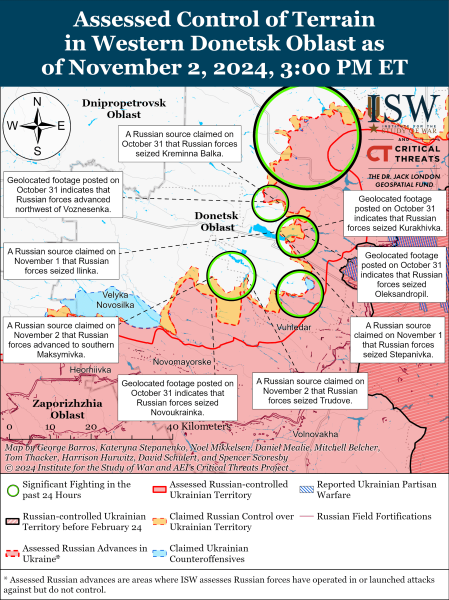 Mappa delle operazioni militari il 3 novembre 2024 - situazione al fronte