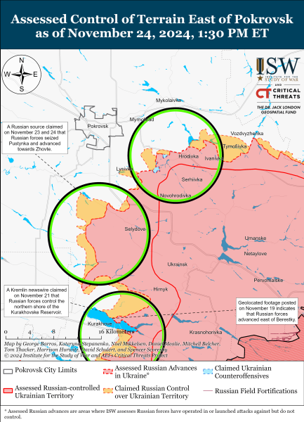 Mappa delle operazioni militari del 25 novembre 2024 - situazione al fronte