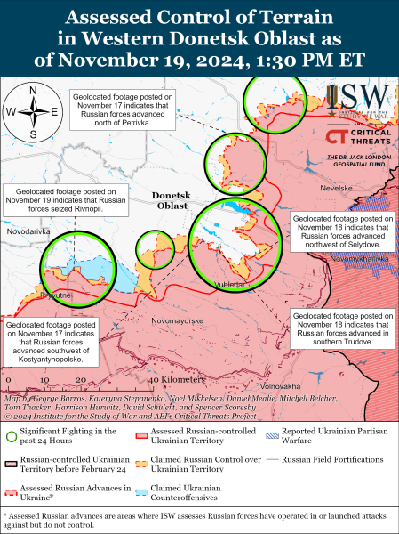 Mappa delle operazioni militari per il 20 novembre 2024 - situazione a il fronte