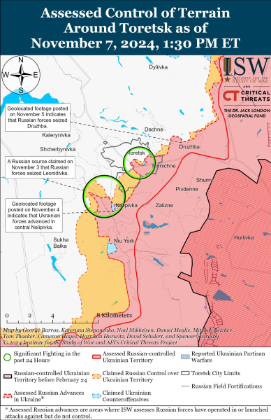 Mappa delle operazioni militari all'8 novembre 2024 — situazione al fronte