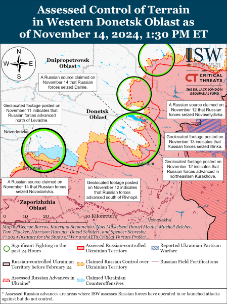 Mappa delle operazioni militari del 15 novembre 2024 - la situazione al fronte