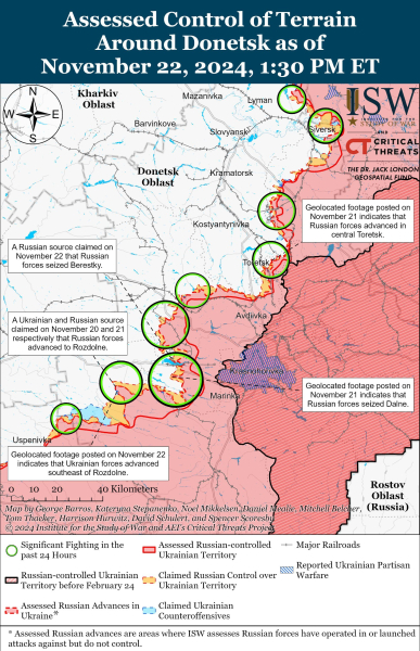 Mappa delle operazioni militari al 23 novembre 2024 - situazione al fronte