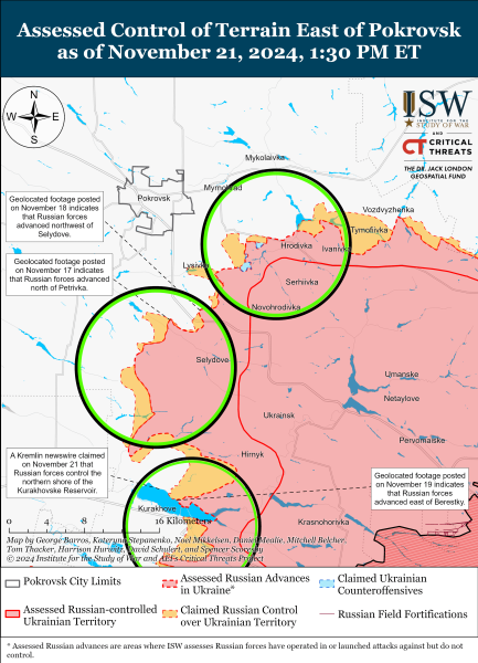 Mappa delle operazioni militari del 22 novembre 2024 - situazione al fronte