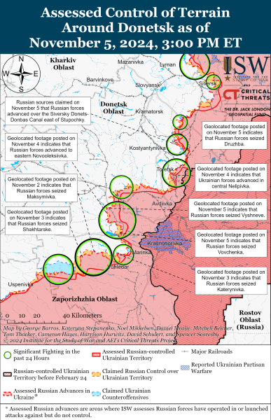 Mappa delle operazioni militari del 6 novembre 2024 - la situazione al fronte