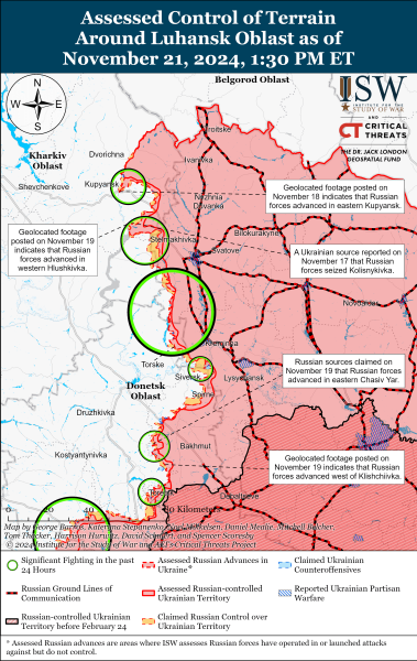 Mappa delle operazioni militari per il 22 novembre 2024 - situazione al fronte